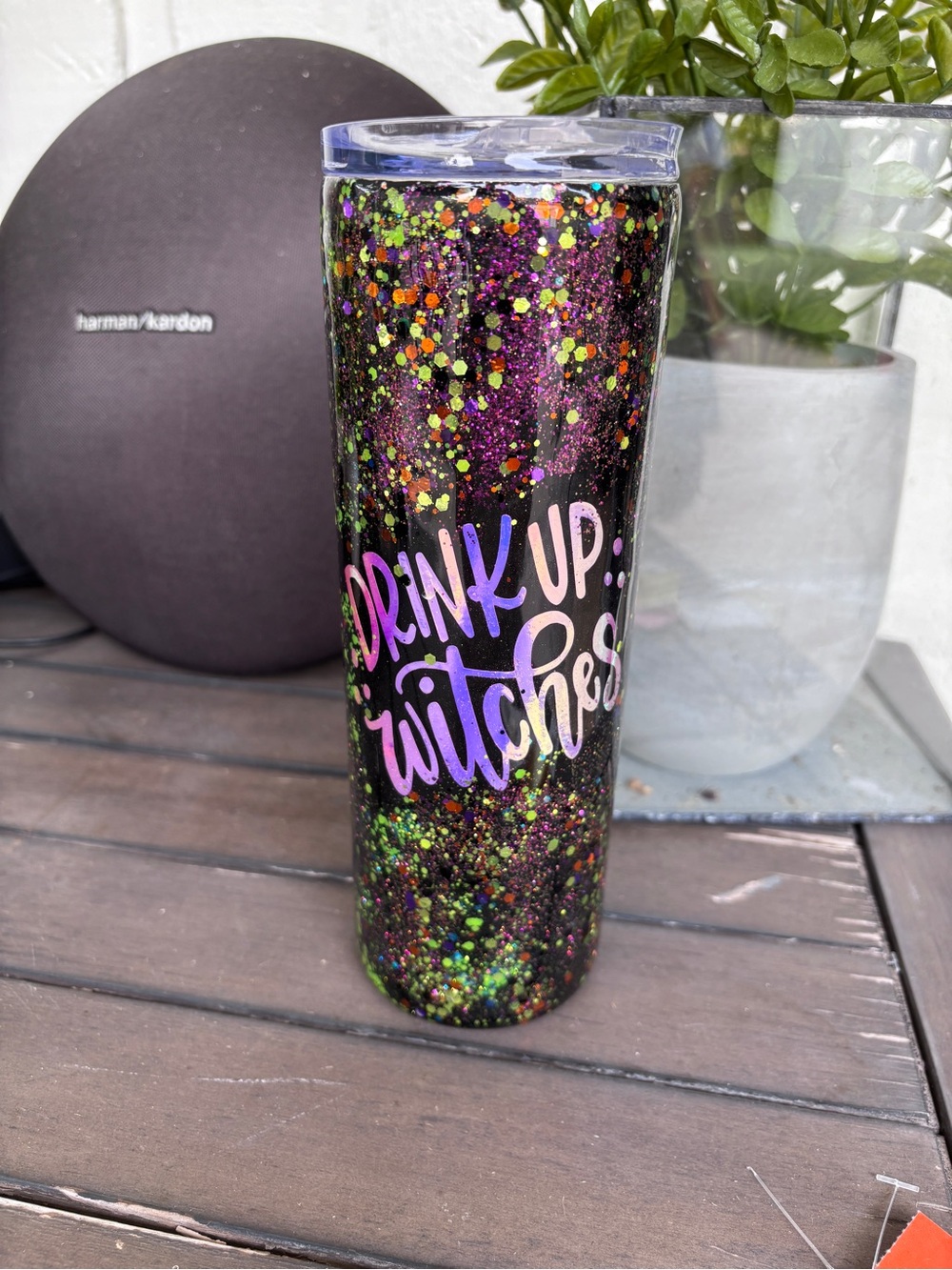 Glitter 'Drink Up Witches' Tall Tumbler -Hocus Pocus Glitter